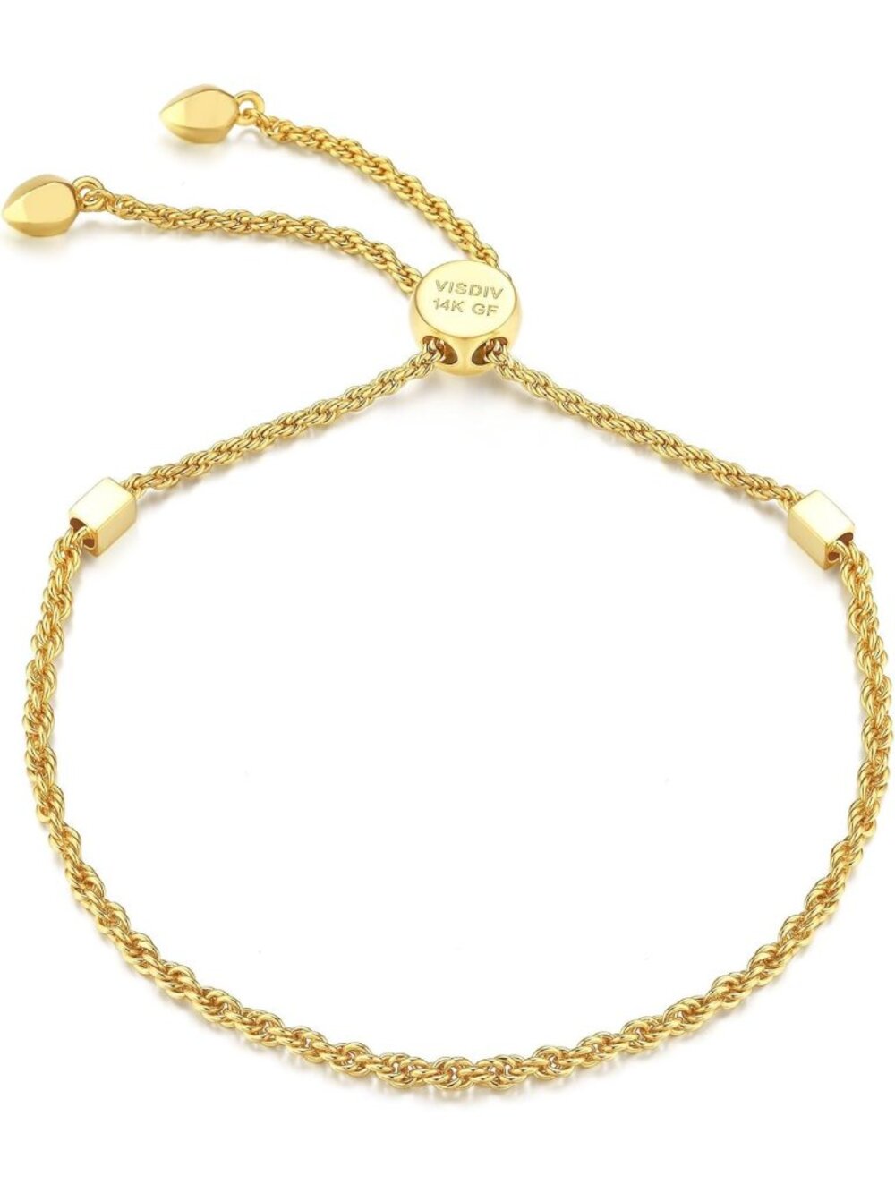 Elegant 14k Gold Adjustable Twisted Rope Chain Bracelet for Women - Stylish